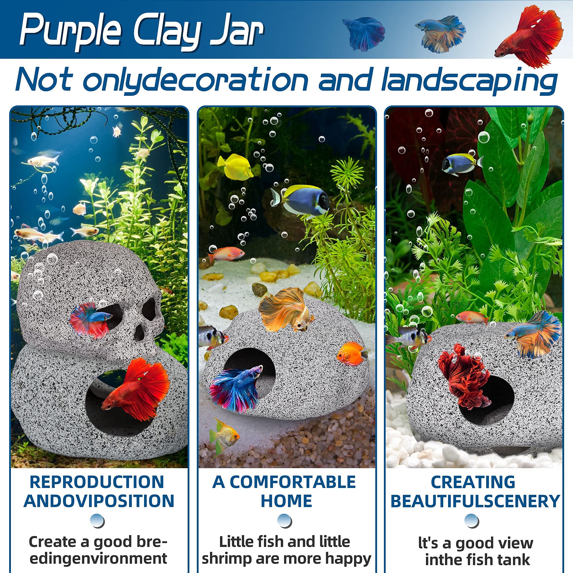 Ameliade aquarium cave multi-cave-setup enables creative layouts and dynamic scenes.