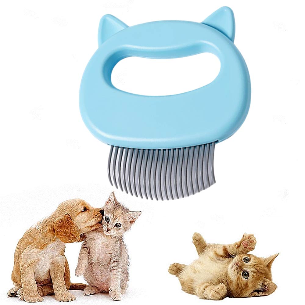 Ameliade Cat Comb blue shell brush front view for gentle deshedding and massage