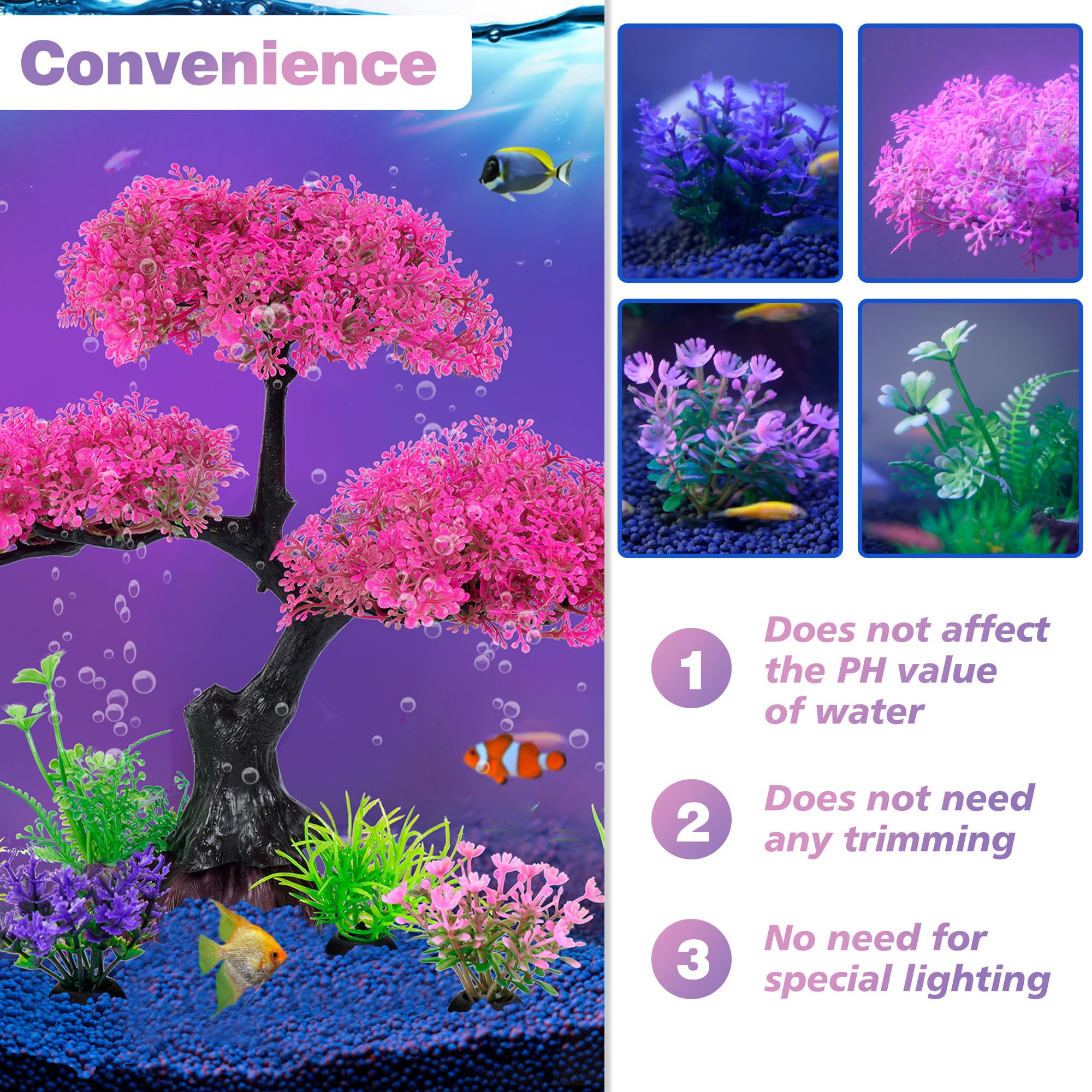 Ameliade cherry blossom tree sways with water to mimic natural movement.