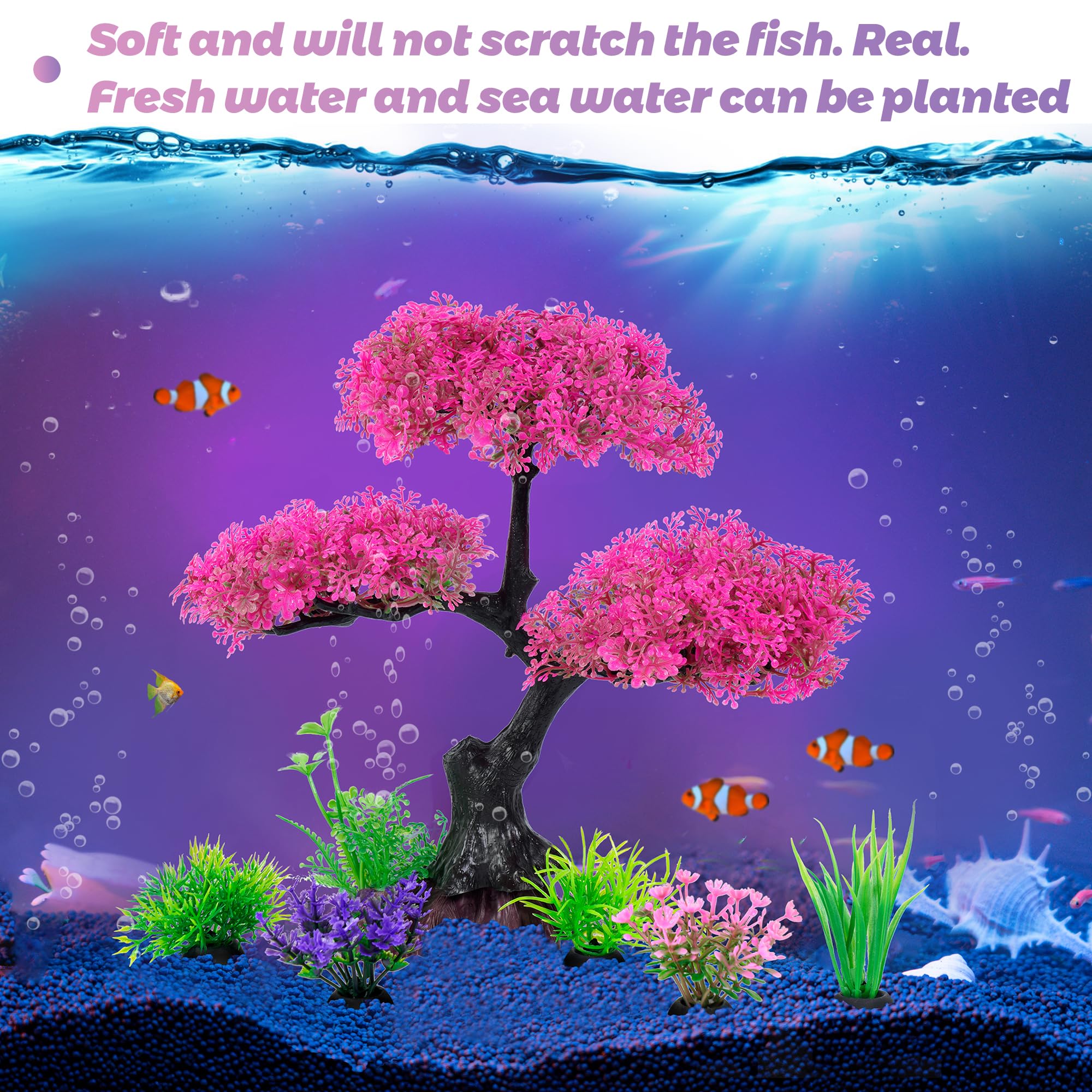 Ameliade medium to large aquarium decor set enhances visual interest.