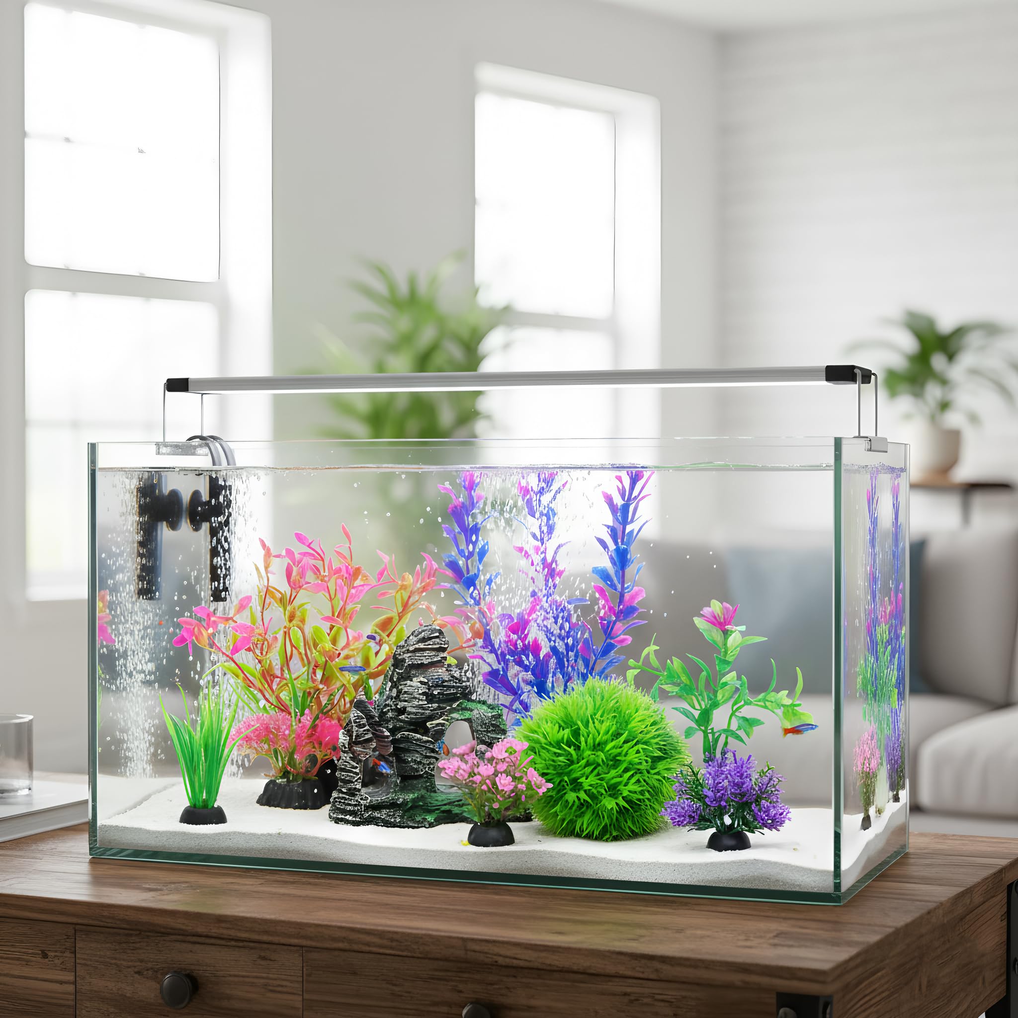 Ameliade tall aquarium plant provides height and a playful backdrop for swimmers.