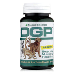 American BioSciences DGP chewable tablets bottle for dog joint support.