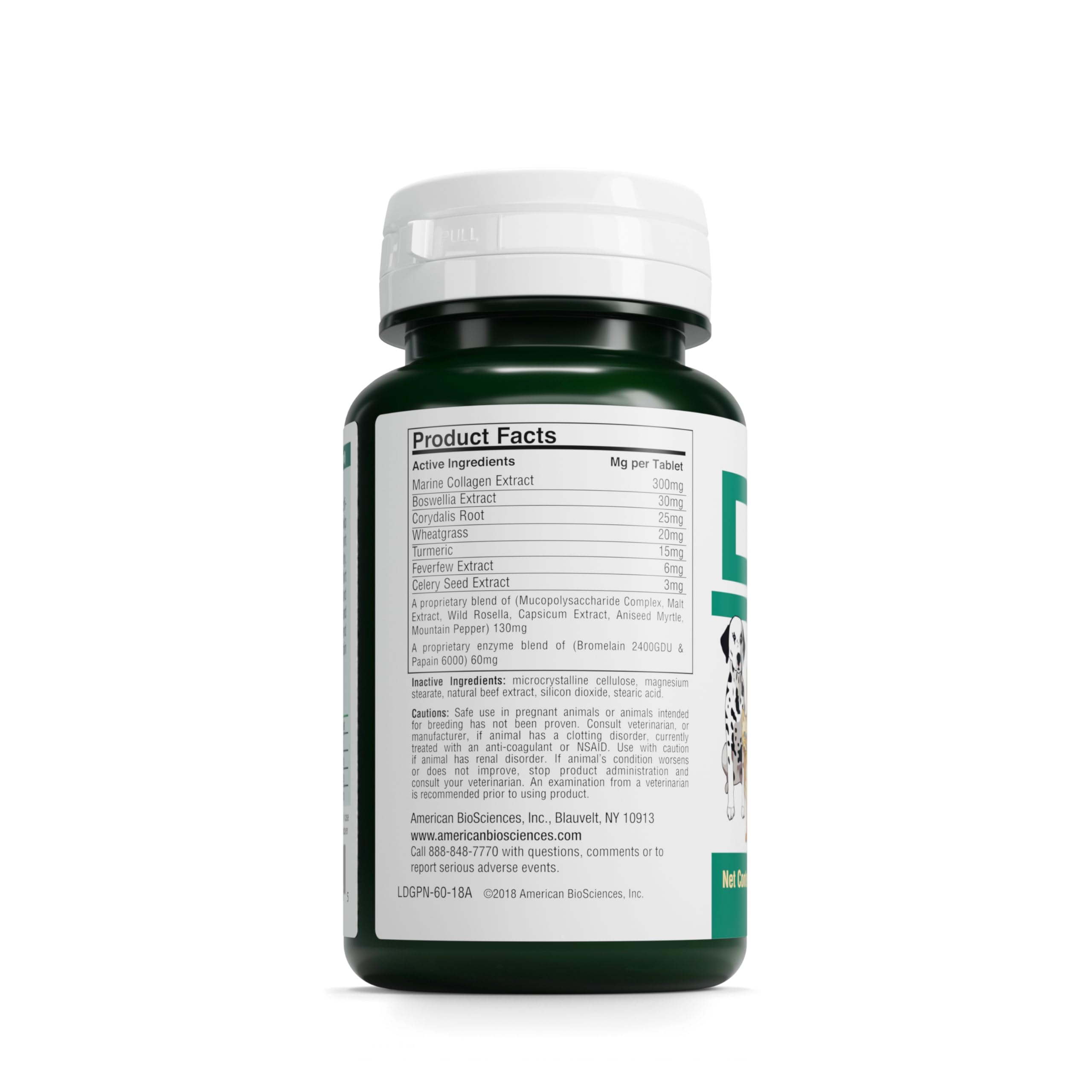 American BioSciences DGP hip-joint-support-bottle demonstrates vet-formulated joint care.