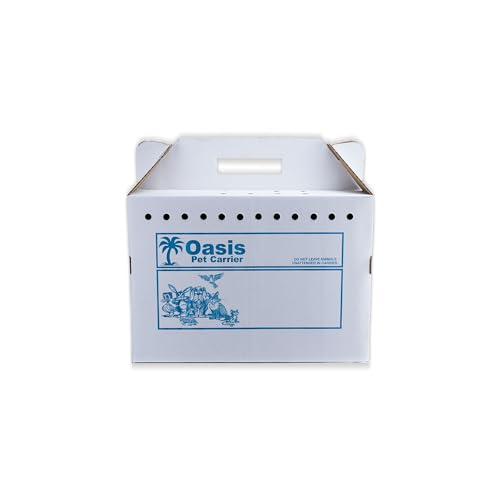 American Health Service disposable cardboard pet carrier flatpack ready for storage.