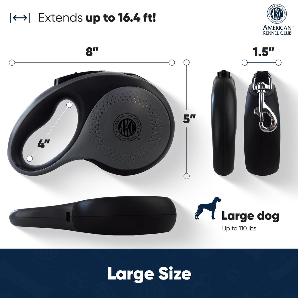 American Kennel Club retractable leash in-use on a walk emphasizes safe, controlled outdoor walks.
