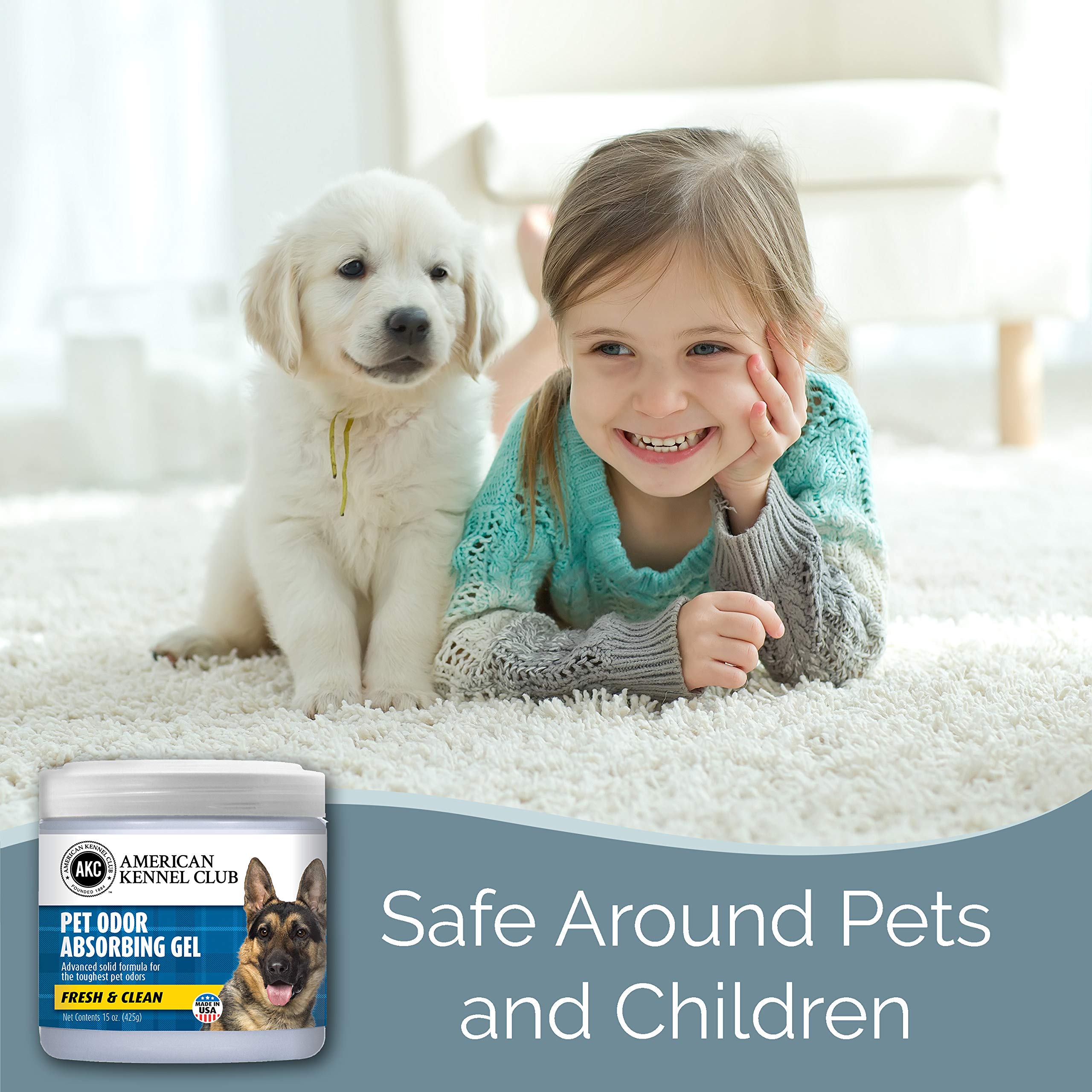 American Kennel Club covers up to 450 square feet with ongoing odor control.