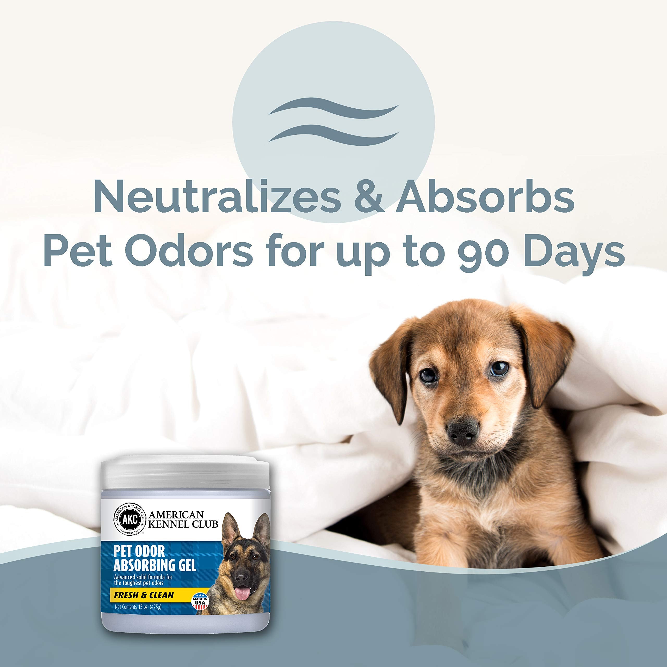 American Kennel Club Smells Begone gel absorbing odors in a living room.