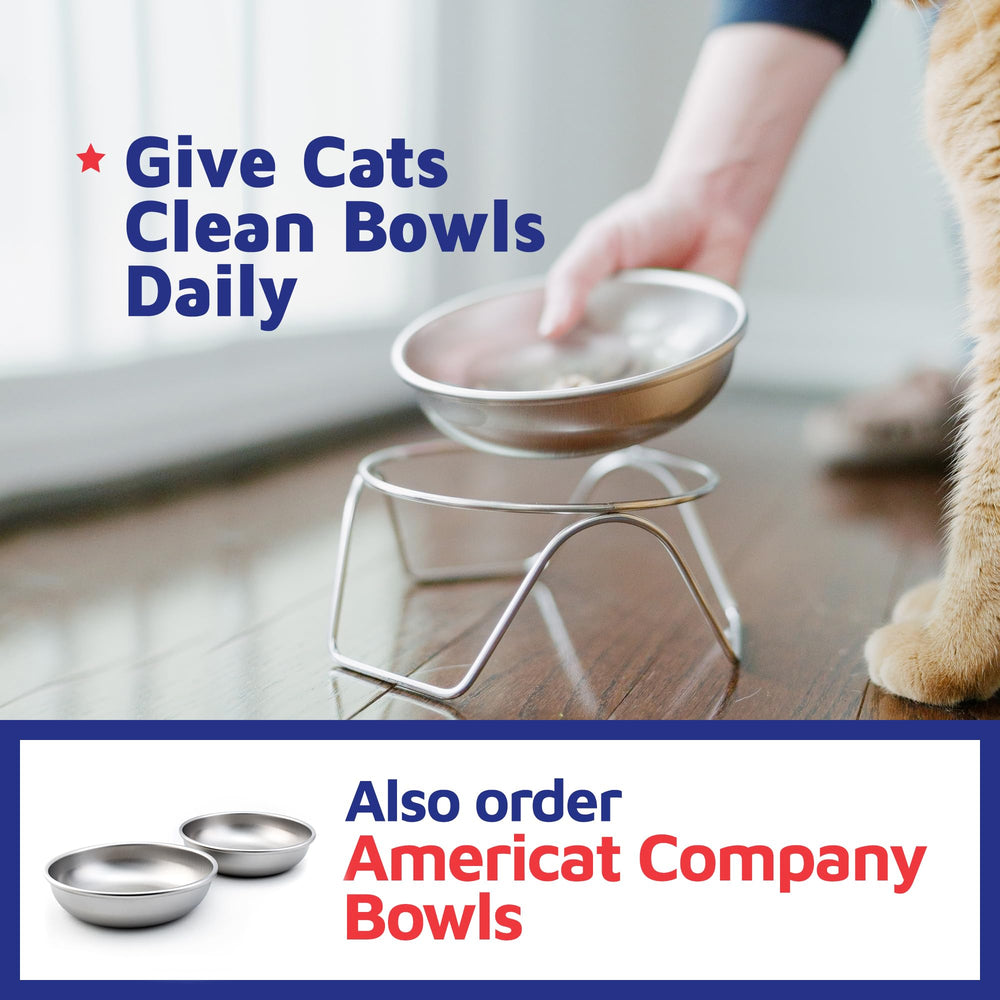 Americat bowl stand elevates meals by 3 inches for comfort.
