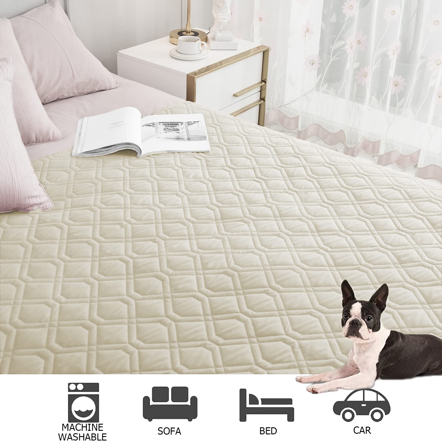Ameritex machine-washable dog blanket cover for easy cleanup after messes.