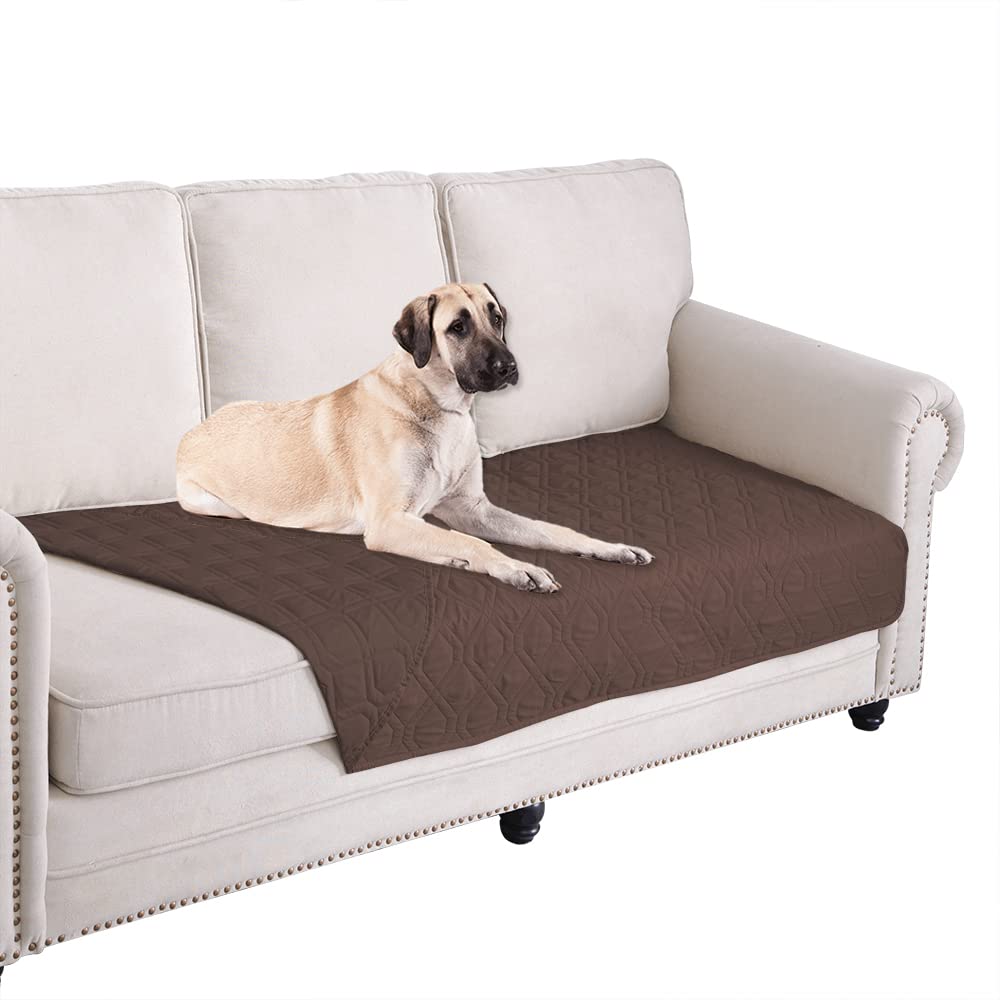 Ameritex waterproof blanket dog bed cover side view showing spill protection on furniture.