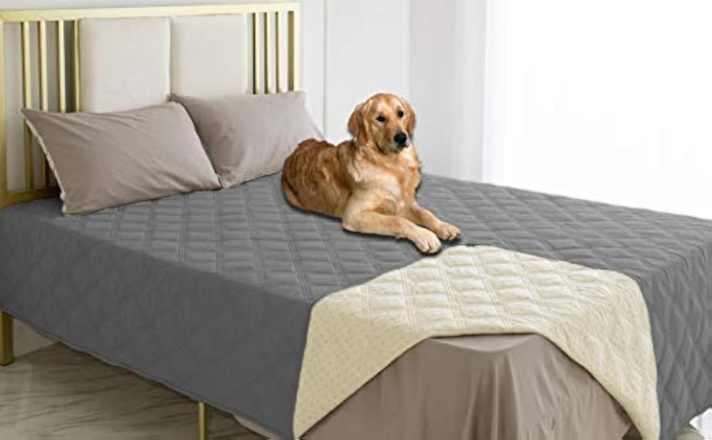 Ameritex waterproof dog bed cover closeup shows waterproof layer for easy spill protection.
