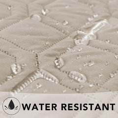 Ameritex waterproof dog bed cover on couch demonstrates easy care.
