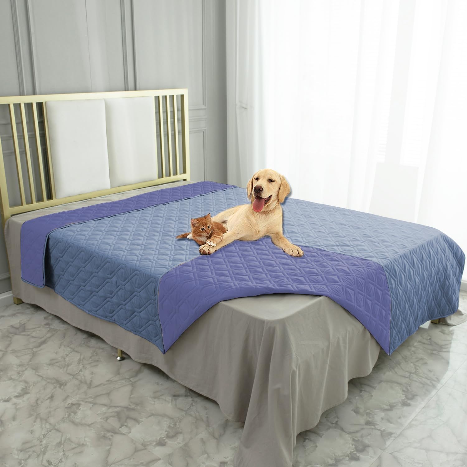 Ameritex waterproof dog bed cover full coverage across furniture surfaces.