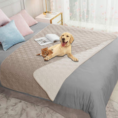 Ameritex waterproof dog bed cover reverses for two styles, protecting furniture from accidents and spills.