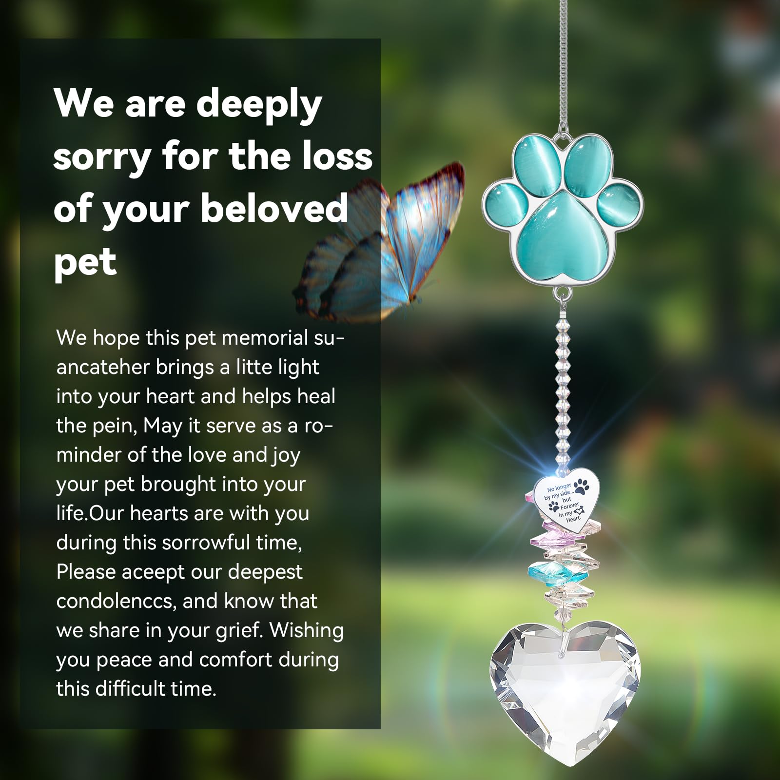 Amethuartz Pet Memorial Suncatcher ideal for pet loss remembrance and daily reflection.
