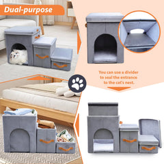 AMFIYQ 3in1 pet stairs: integrated stairs and storage for tidy homes.