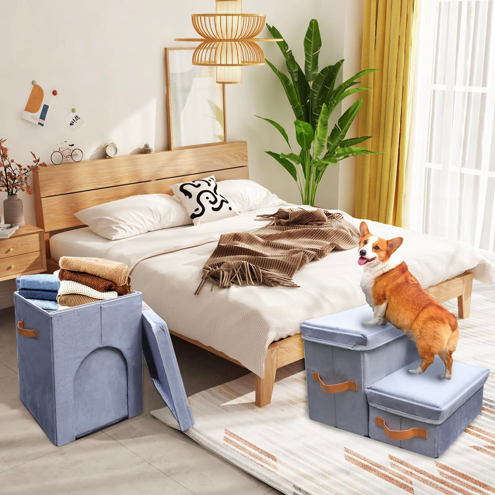 AMFIYQ hidden kennel condo: cozy hideaway inside the stairs.