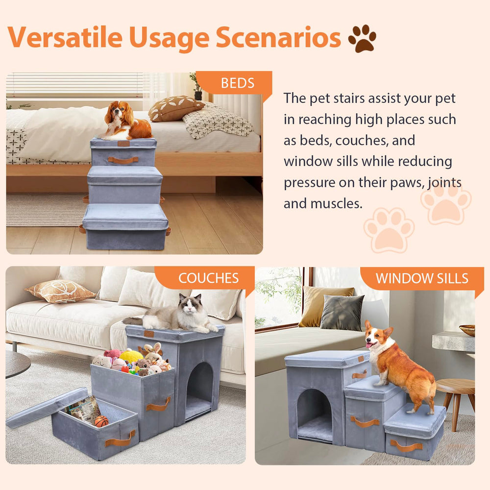 AMFIYQ storage box for treats: roomy compartments for toys and leashes.