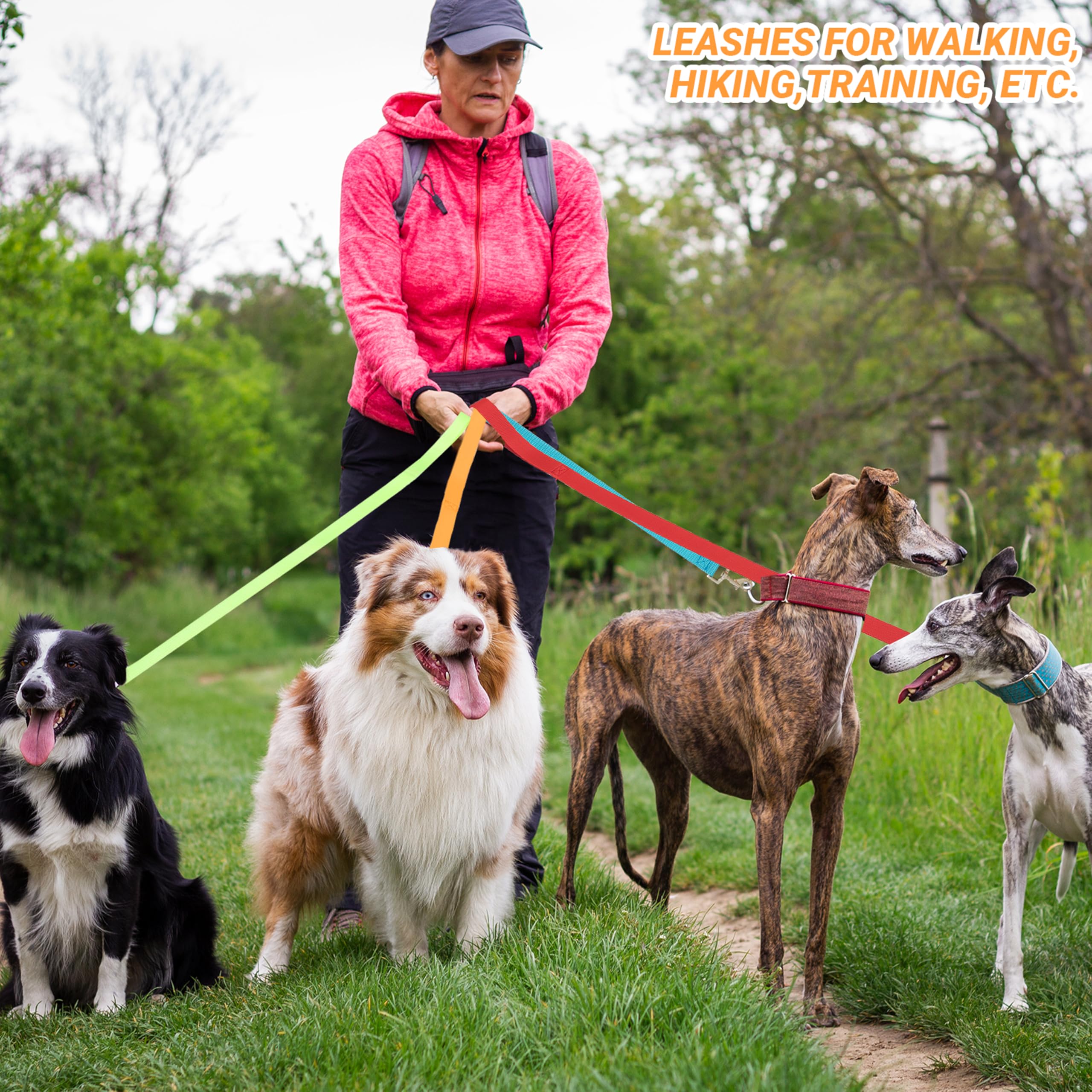 AMFOSNEL color-coded leashes help quick pet tracking outdoors.