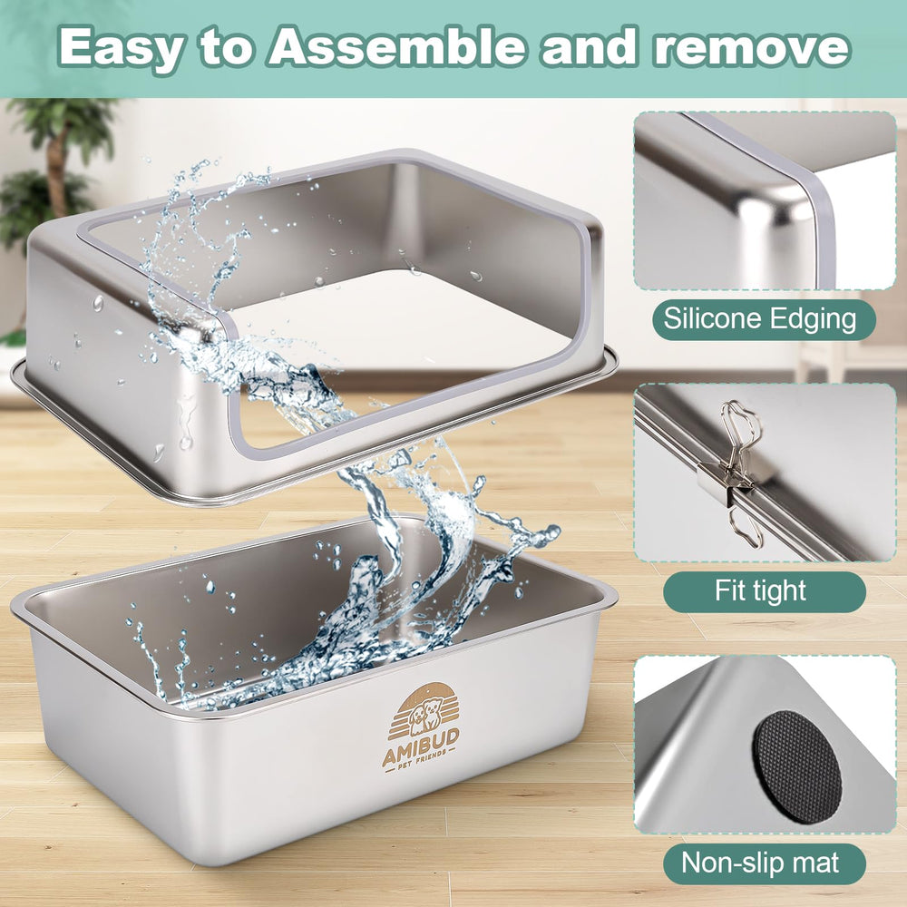 Amibud large cat litter box front view highlighting generous interior space