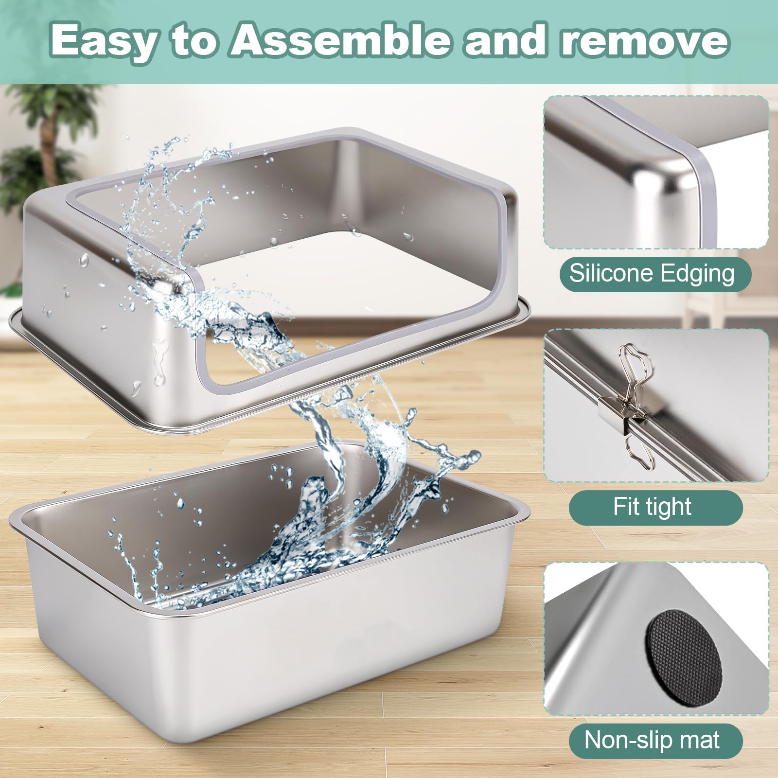 Amibud XL litter box side view with durable construction for long-term use