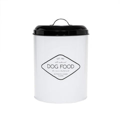 Amici Pet Buster storage bin front view with compact metal design for pantry storage