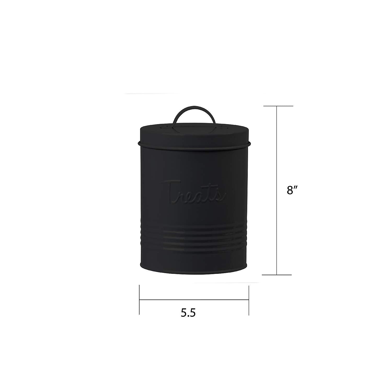 Amici Pet retro storage jar side profile highlights modern metal motif for home decor integration.