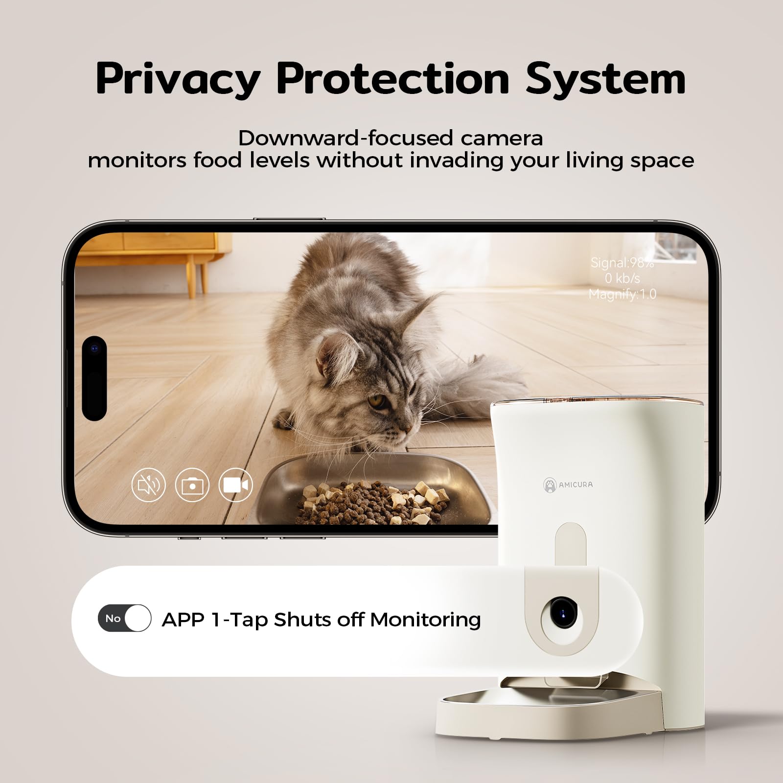 Amicura F1 Pro app control lets you schedule meals and monitor feeding.