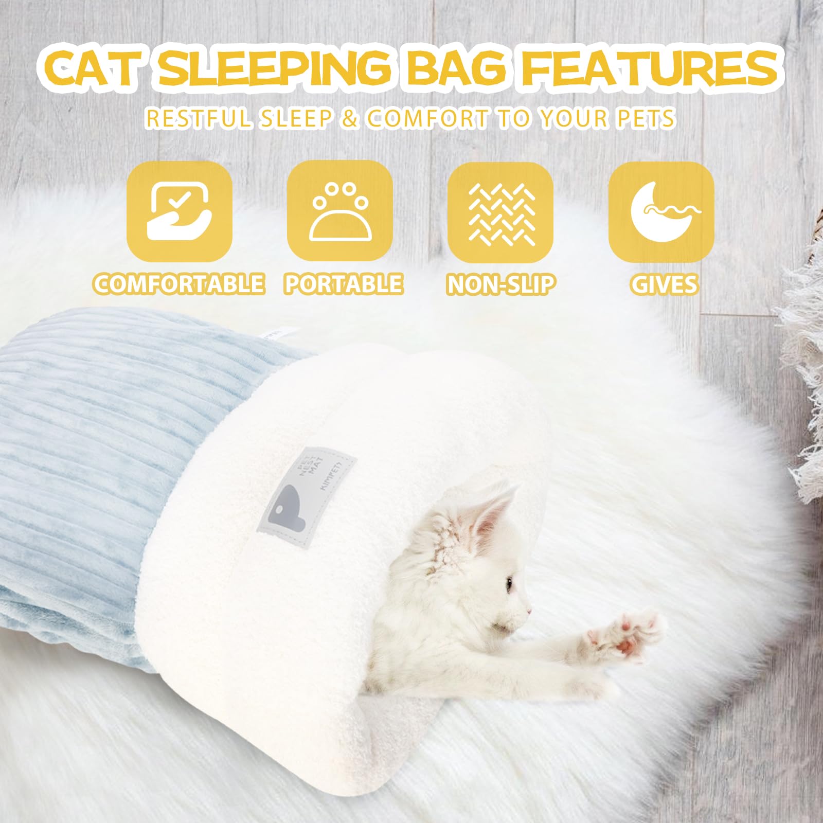 AMIITRY cat sleeping bag inner cotton velvet detail emphasizes plush softness