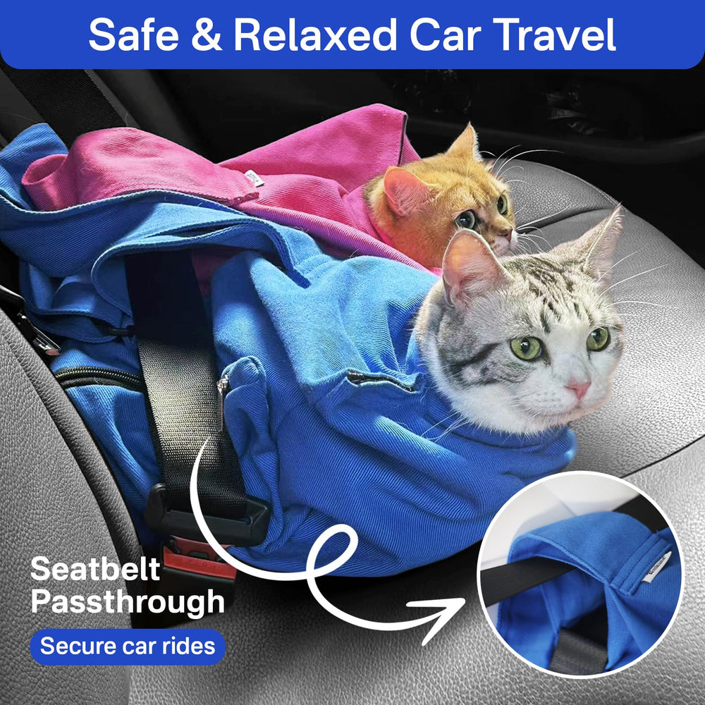 Amkune Cat Carrier Pouch collapsible design folds flat for storage and travel convenience.