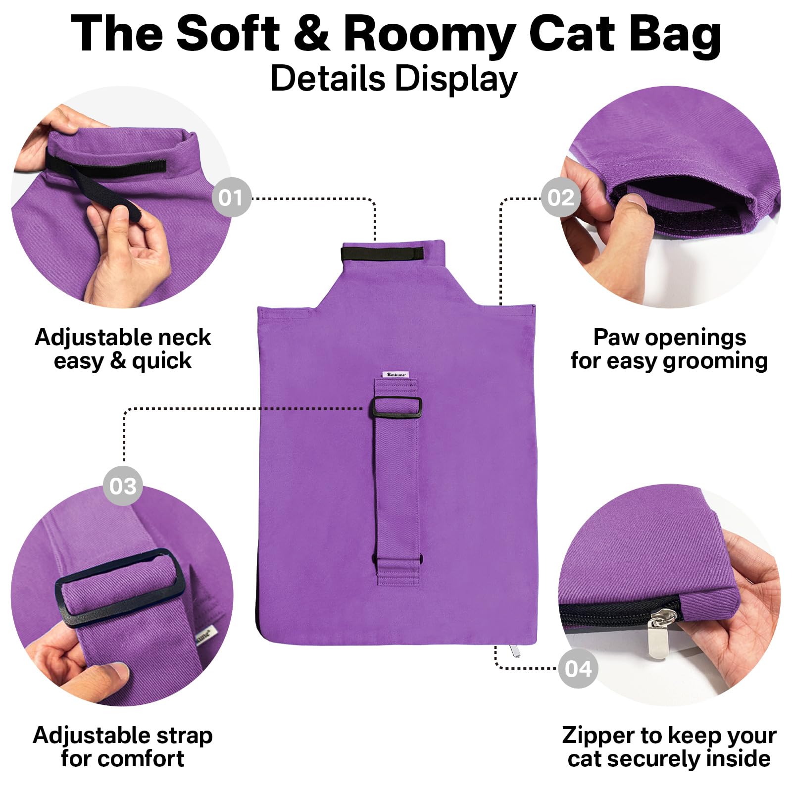 Amkune Cat Carrier Pouch suitable for daily care, vet visits, and grooming routines.