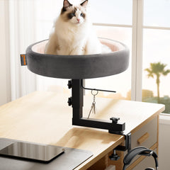 Amniau 2-in-1 cat bed desk mount provides an easy workspace companion