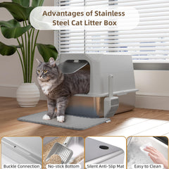 Amniau litter box dimensions 23-6x15-7x16-9 highlighting spacious capacity.