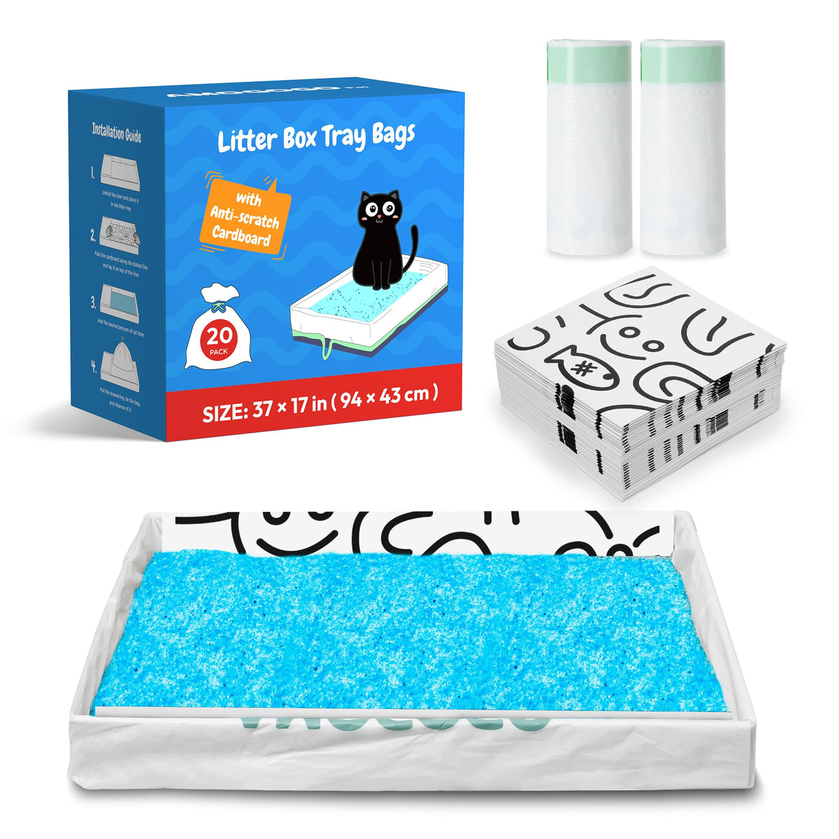 AMOGOGOPET 20-pack liner fits ScoopFree Crystal trays for easy replacements