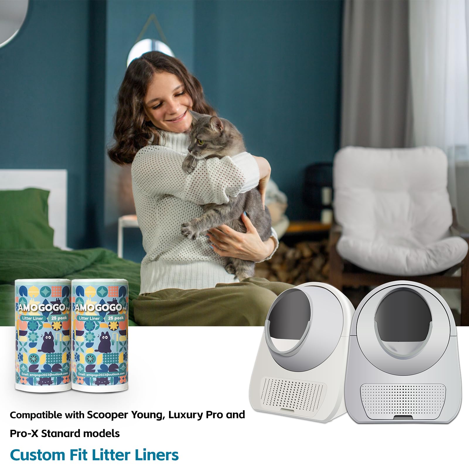 AMOGOGOPET bags drawstring closure seals odors during disposal.