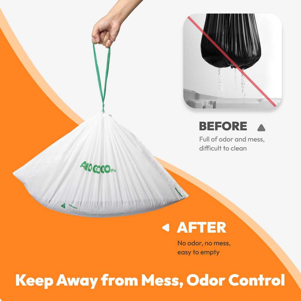AMOGOGOPET heavy-duty litter bags resist tears during disposal.