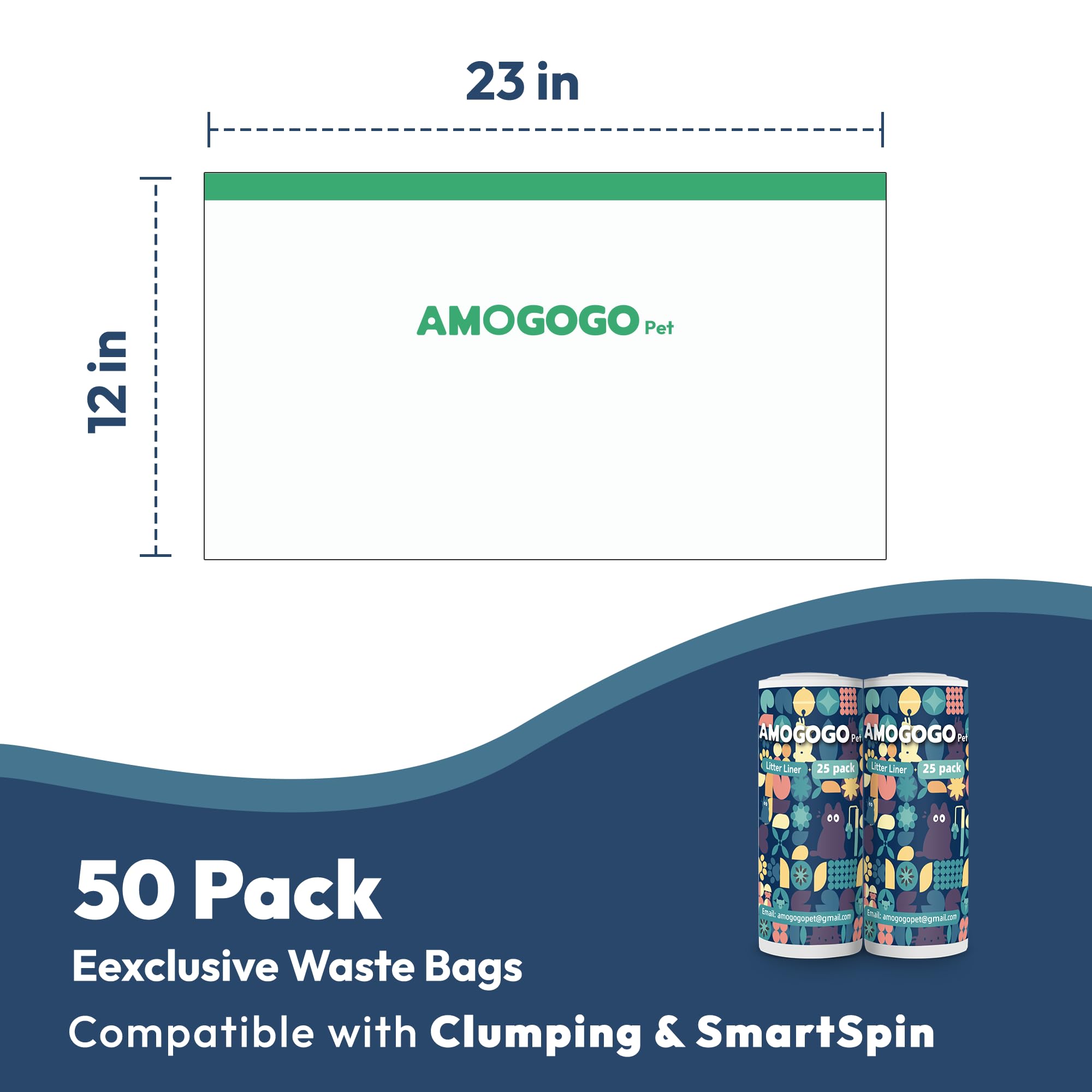 AMOGOGOPET leak-proof polyethylene liner resists tears during removal