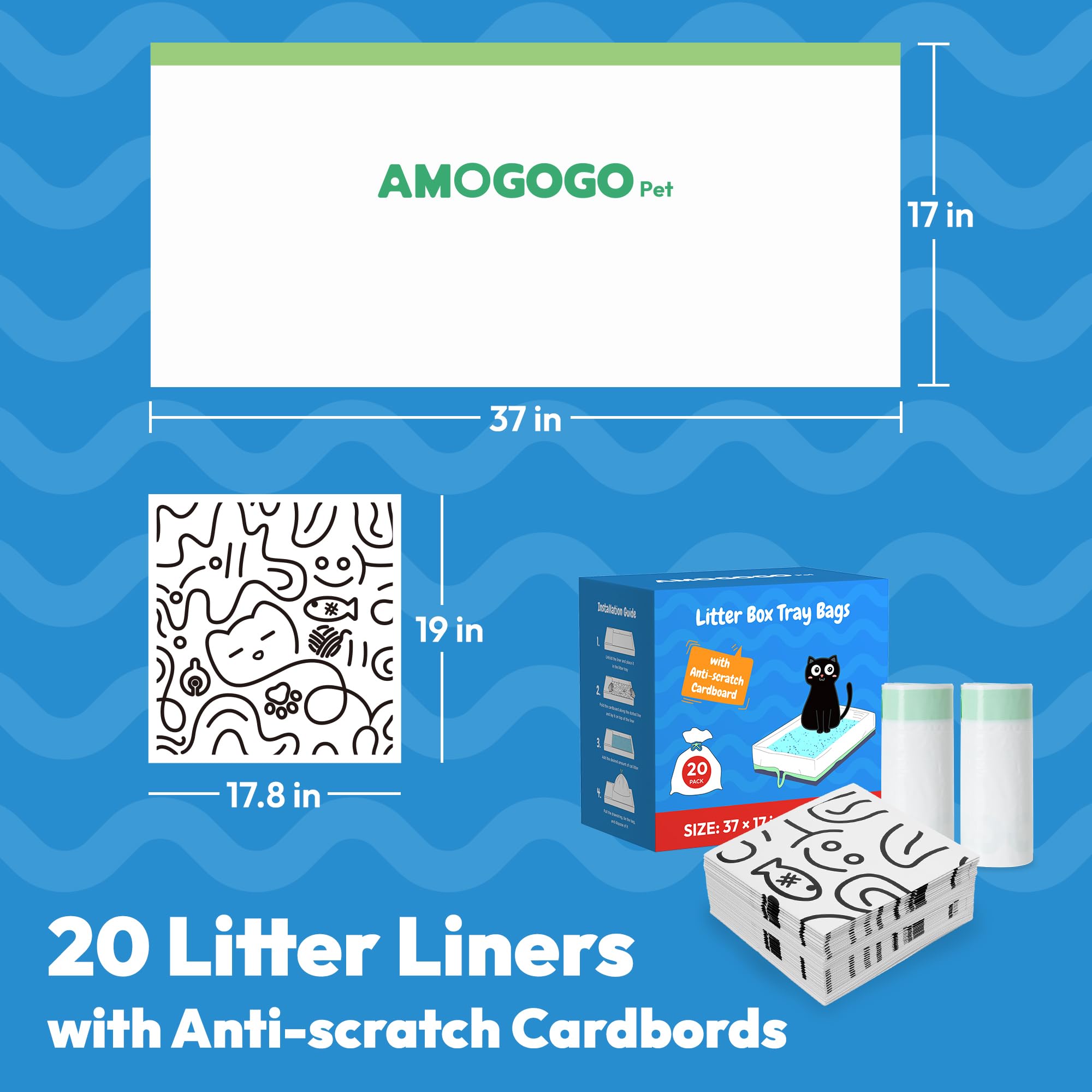 AMOGOGOPET odor-sealing liners maintain a cleaner litter area