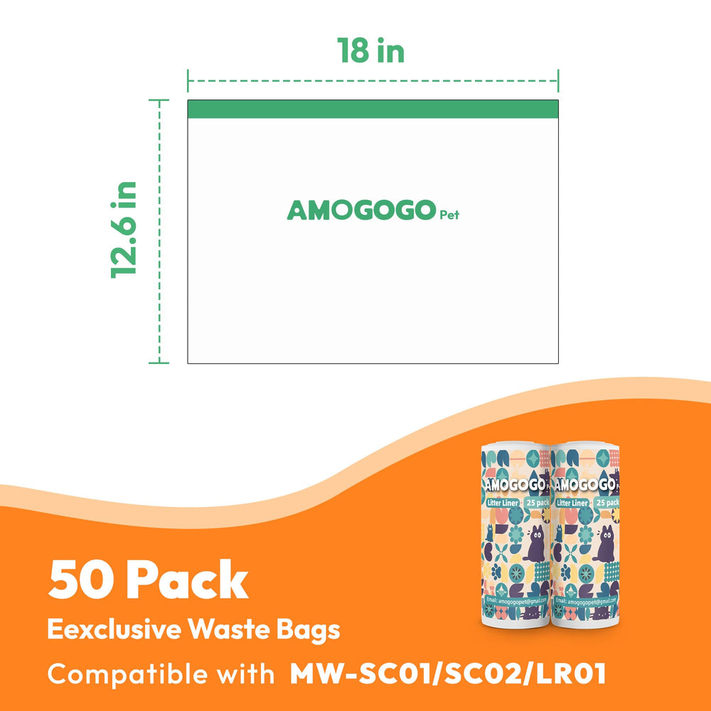 AMOGOGOPET packaged liners simplify litter changes with clean disposal.