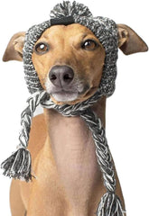 AMOJA Polar Pom Pom Hat gray large front view keeps dogs warm during winter walks