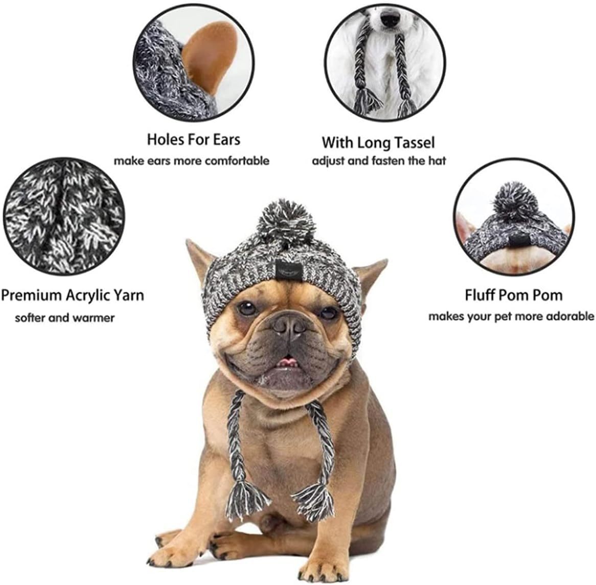 AMOJA Polar Pom Pom Hat gray large on-dog during winter walk use case