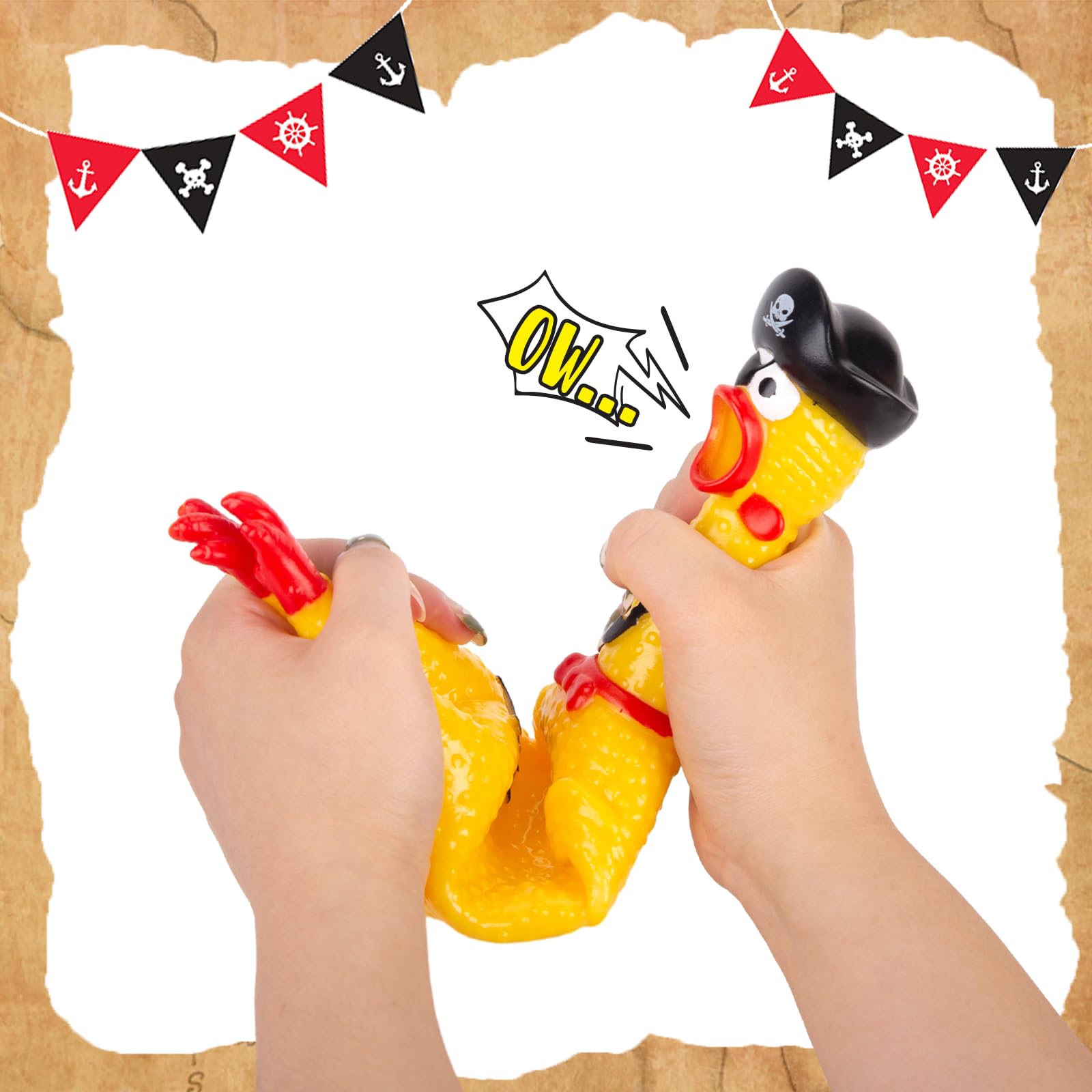 AMOR PRESENT squeaky chicken with detachable head for easy maintenance.