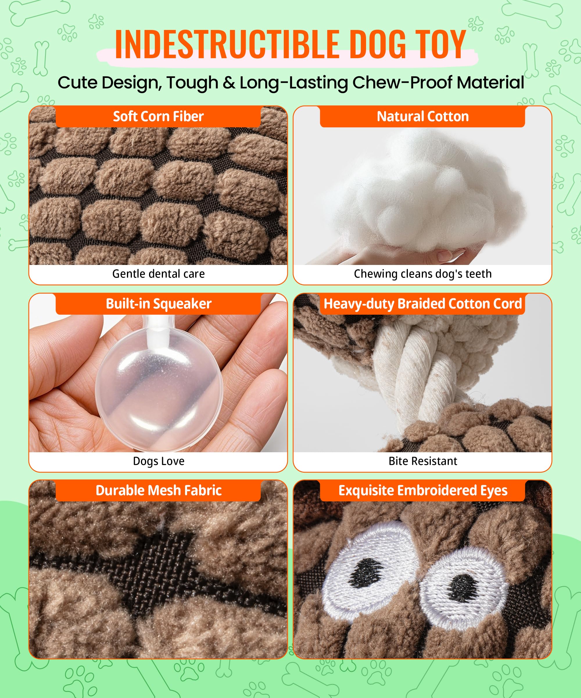 AmorousCat dental-safe materials dog toy closeup emphasizing durable construction.