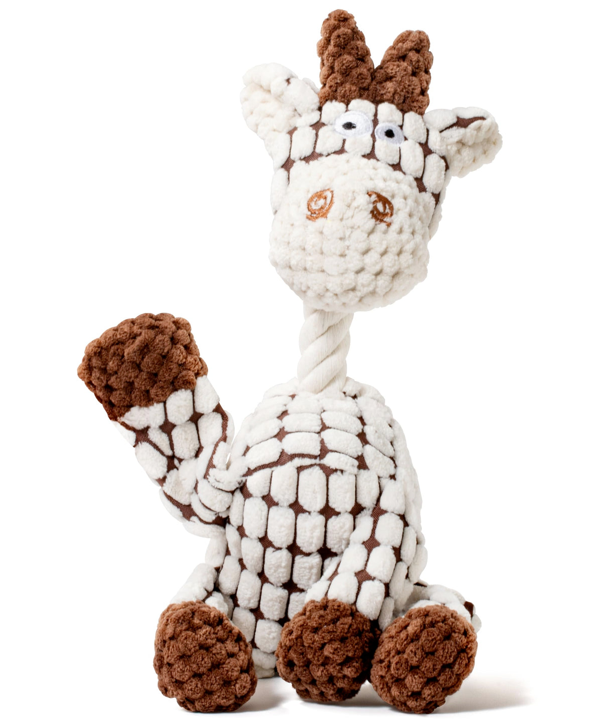 AmorousCat squeaky plush dog toy, white giraffe close-up for interactive play.