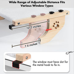 AMOSIJOY cat sill window perch adjustment shows fitting different window sills.