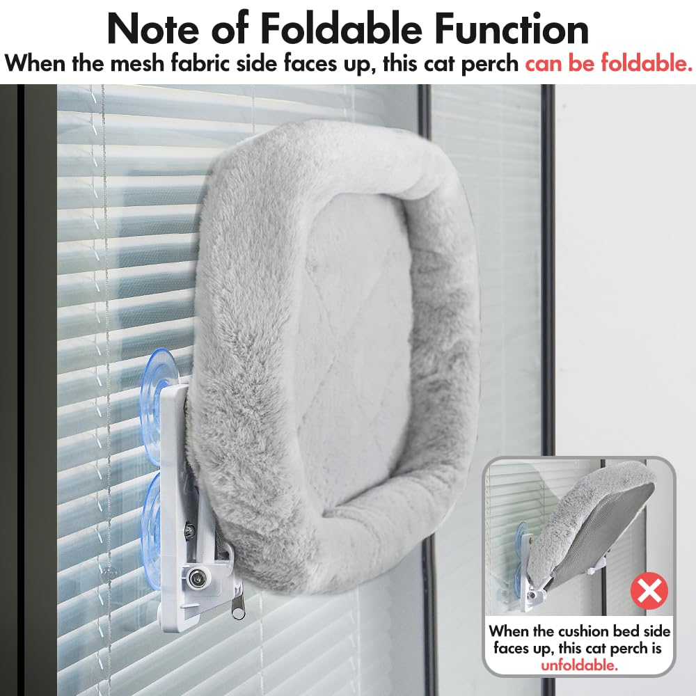 AMOSIJOY cordless cat window perch spacious bed for large cats