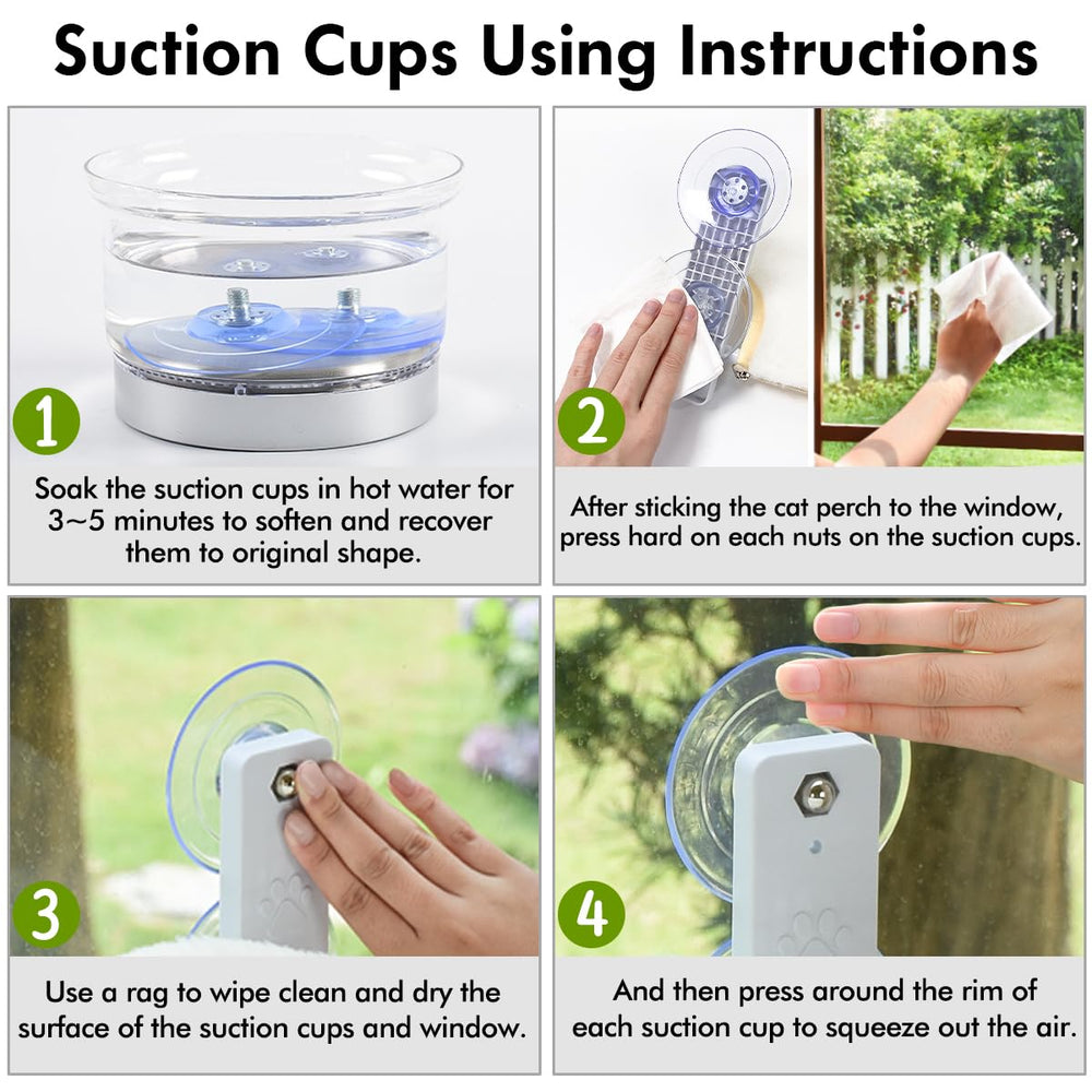 AMOSIJOY cat window perch holds up to 40 lbs with four suction cups