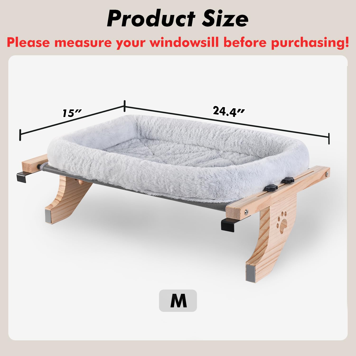 AMOSIJOY wooden-and-metal-frame demonstrates sturdy support for window perch