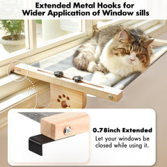 AMOSIJOY cat sill window perch no drilling installation with hooks protects window surfaces.