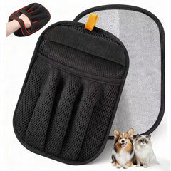 Amouy Pet Hair Removal Glove, five-finger close-up, for quick fur pickup on furniture.